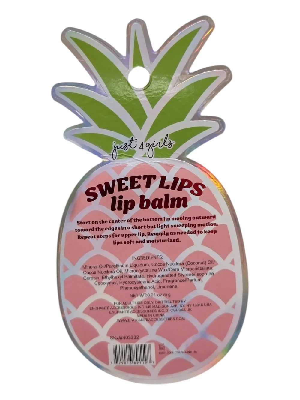 Just 4 Girls Sweet Lips Pineapple Lip Balm